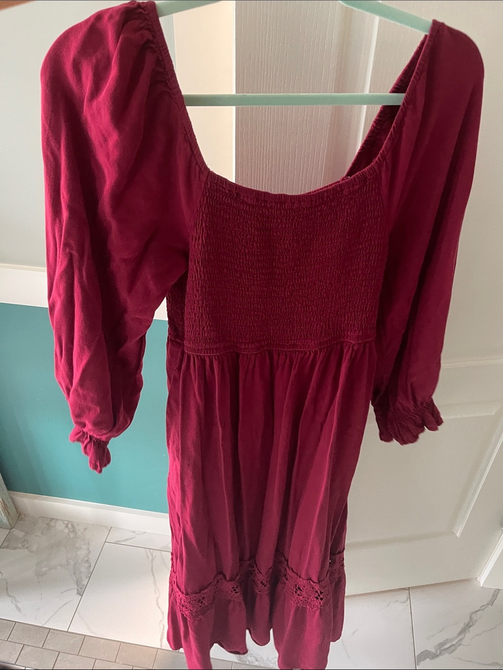 ZESICA Berry Smocked Bodice Dress